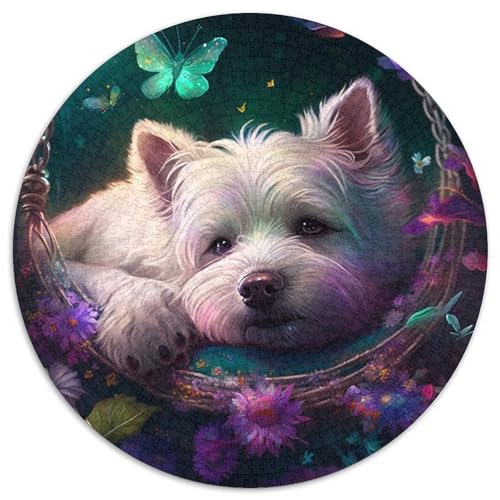 Puzzle 1000 Teile für Erwachsene, Schöner West Highland Terrier, rundes Puzzle mit 1000 Teilen, ideales DIY-Dekor und Denksportgeschenk, 67,5 x 67,5 cm Puzzle 1000 Teile für Erwachsene, Schöner West Highland Terrier, rundes Puzzle mit 1000 Teilen, ideales DIY-Dekor und Denksportgeschenk, 67,5 x 67,5 cm von LiJianXXE
