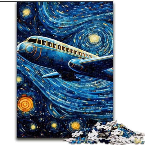 Puzzle 1000 Teile für Erwachsene, Sternenhimmel-Flugzeug-Puzzle aus Holz, anspruchsvolles Denkspiel für Teenager, Spaß für den Familienspieleabend, 1000 Teile(50x75cm) von LiJianXXE