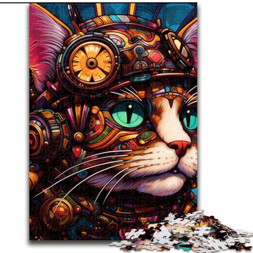 Puzzle 1000 Teile für Erwachsene, Techno Cat Puzzles aus Pappe, ideal für Büro, Schlafzimmer, Wohnzimmerdekor, 1000 Stück(26x38cm) von LiJianXXE