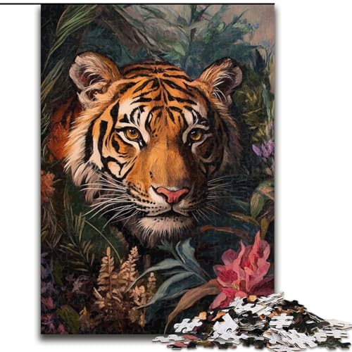 Puzzle 1000 Teile für Erwachsene, Tiger im Dschungel, für und ab 14 Jahren, pädagogisches Lernspielzeug, Familienspiele, Geburtstagsgeschenk (Größe 26x38cm) von LiJianXXE