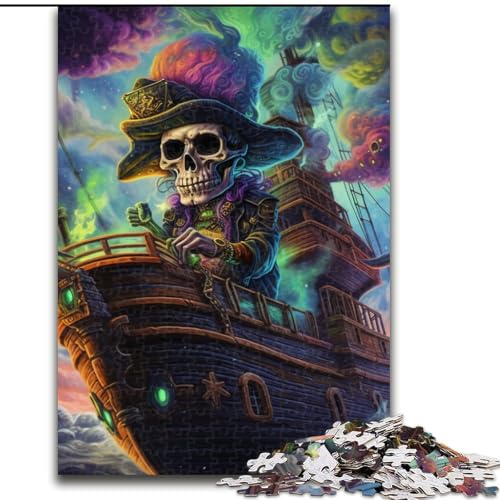 Puzzle 1000 Teile für Erwachsene, Totenkopf-Piratenschiff-Puzzle, aus Pappe, geeignet für Geburtstage, Halloween, Thanksgiving, Ostern, 1000 Stück(26x38cm) von LiJianXXE