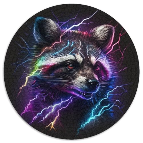 Puzzle 1000 Teile für Erwachsene, Waschbär, 1000 Teile, runde Puzzles für Erwachsene, perfekt für Halloween, Weihnachten, Geburtstagsgeschenk, 67,5 x 67,5 cm Puzzle 1000 Teile für Erwachsene, Waschbär, 1000 Teile, runde Puzzles für Erwachsene, perfekt für Halloween, Weihnachten, Geburtstagsgeschenk, 67,5 x 67,5 cm von LiJianXXE