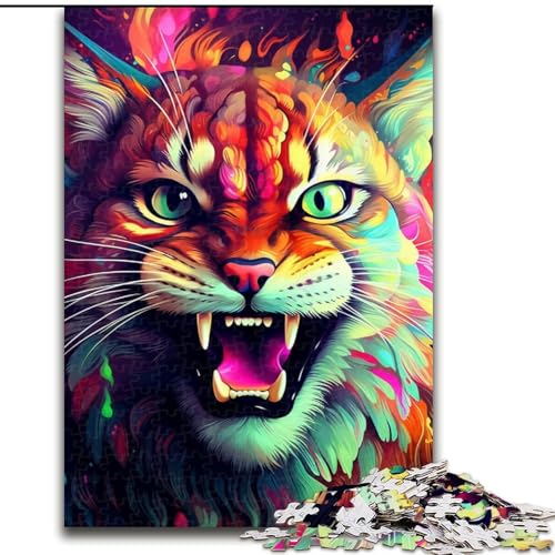 Puzzle 1000 Teile für Erwachsene, bunter Luchs aus Holz, perfekte DIY-Kunstdekoration oder Geburtstagsgeschenk, 50x75cm, für Geburtstage, Feiertage und besondere Anlässe Puzzle 1000 Teile für Erwachsene, bunter Luchs aus Holz, perfekte DIY-Kunstdekoration oder Geburtstagsgeschenk, 50x75cm, für Geburtstage, Feiertage und besondere Anlässe von LiJianXXE