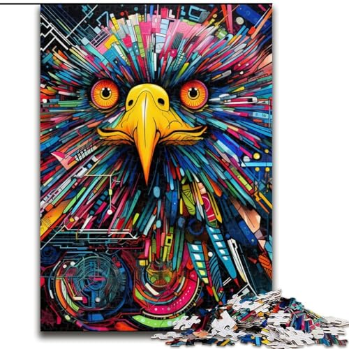 Puzzle 1000 Teile für Erwachsene, buntes Adler-Puzzle aus Pappe, interaktives Familienspiel, DIY-Heimdekoration, Gehirn-Herausforderung, Geschenk, 1000 Teile(26x38cm) von LiJianXXE
