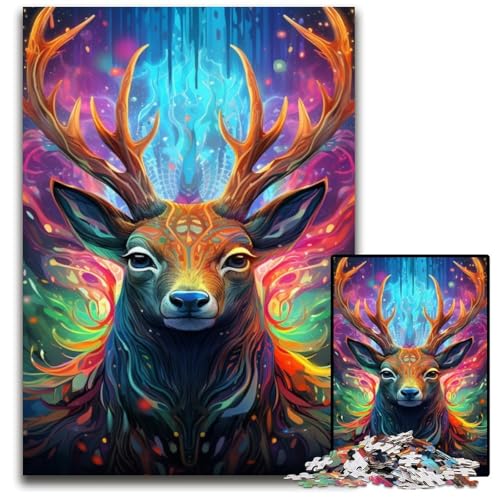 Puzzle 1000 Teile für Erwachsene, buntes Hirsch-Puzzle für Erwachsene, schwieriges Denkspiel für Jugendliche, 50x75cm/19,68x29,52 Zoll von LiJianXXE