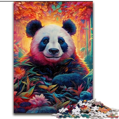 Puzzle 1000 Teile für Erwachsene, buntes Tier-Panda-Puzzle aus Pappe, interaktives Familienspiel, DIY-Heimdekoration, Gehirn-Herausforderung, Geschenk, 1000 Teile(26x38cm) von LiJianXXE