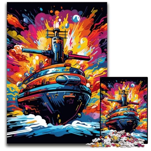 Puzzle 1000 Teile für Erwachsene, buntes U-Boot, schwierige Puzzles für Erwachsene, Gehirn-Herausforderungsgeschenk, pädagogische Aktivität für Teenager, 26x38cm/10,23x14,96 Zoll von LiJianXXE