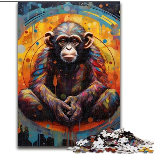 Puzzle 1000 Teile für Erwachsene, farbenfrohe Gorilla-Puzzles aus Holz, Geschenk für Männer und Frauen, Alltag und besondere Anlässe, 1000 Teile(50x75cm) von LiJianXXE