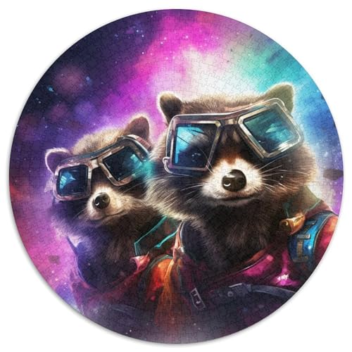 Puzzle 1000 Teile für Erwachsene, farbenfrohe Waschbär-Puzzles für Erwachsene, Geburtstagsgeschenkidee, anspruchsvolles Denkspiel, 67,5 x 67,5 cm von LiJianXXE