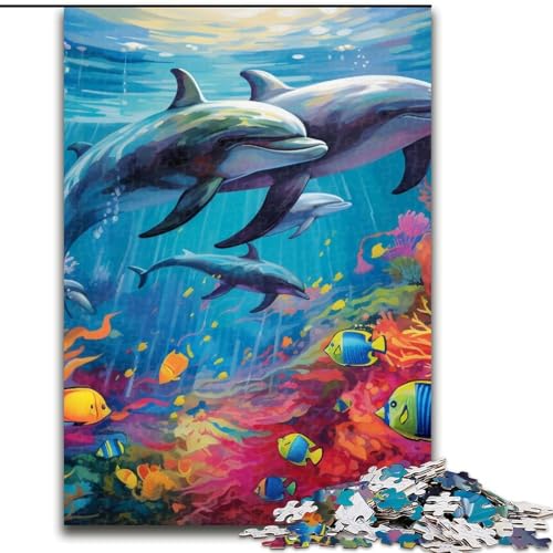 Puzzle 1000 Teile für Erwachsene, farbenfroher Kunstdelfin aus Holz, perfekte DIY-Kunstdekoration oder Geburtstagsgeschenk, 50x75cm, für Geburtstage, Feiertage und besondere Anlässe Puzzle 1000 Teile für Erwachsene, farbenfroher Kunstdelfin aus Holz, perfekte DIY-Kunstdekoration oder Geburtstagsgeschenk, 50x75cm, für Geburtstage, Feiertage und besondere Anlässe von LiJianXXE