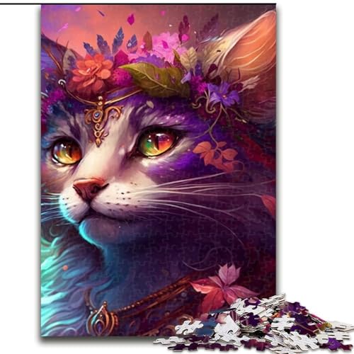 Puzzle 1000 Teile für Erwachsene, schöne Katze aus Holz, einzigartige DIY-Geschenkidee zur Heimdekoration, 50x75cm, anspruchsvolles Denkspiel – entspannendes Spielzeug für Teenager von LiJianXXE