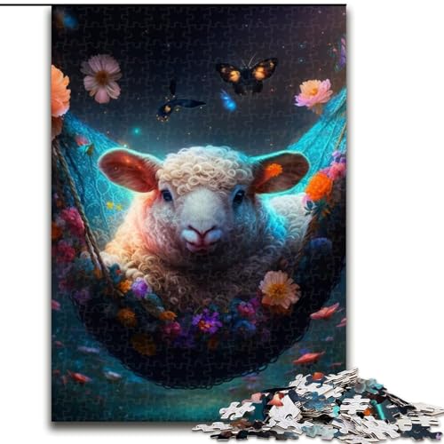 Puzzle 1000 Teile für Erwachsene, schönes Schaf aus Holz, einzigartige DIY-Geschenkidee zur Heimdekoration, 50x75cm, anspruchsvolles Denkspiel – entspannendes Spielzeug für Teenager von LiJianXXE