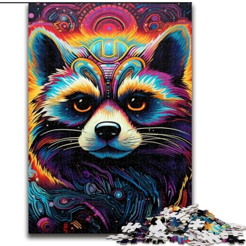 Puzzle 1000 Teile für Erwachsene,Psychedelischer Tierwaschbär,aus Holz,mit interaktivem Familienspiel, Kinder ab 14 Jahren,50x75cm, Weihnachten Puzzle 1000 Teile für Erwachsene,Psychedelischer Tierwaschbär,aus Holz,mit interaktivem Familienspiel, Kinder ab 14 Jahren,50x75cm, Weihnachten von LiJianXXE