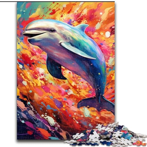 Puzzle 1000 Teile für Erwachsene,farbenfroher Kunstdelfin aus Holz,perfekte Dekoration für Zuhause oder das Büro, 50x75cm,für Geburtstage,Feiertage,Weihnachten,Halloween Puzzle 1000 Teile für Erwachsene,farbenfroher Kunstdelfin aus Holz,perfekte Dekoration für Zuhause oder das Büro, 50x75cm,für Geburtstage,Feiertage,Weihnachten,Halloween von LiJianXXE