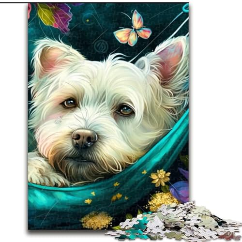 Puzzle 1000 Teile für Erwachsene,wunderschöner West Highland Terrier aus Holz,entspannende Unterhaltung, Heimdekoration,DIY-Kunstdekor von LiJianXXE