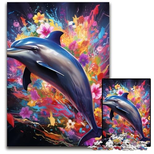 Puzzle 1000 Teile für Erwachsene Delfin-Puzzles für Erwachsene, schwieriges Denkspiel für Jugendliche, 26x38cm/10,23x14,96 Zoll von LiJianXXE