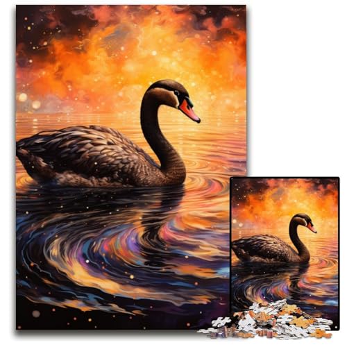 Puzzle 1000 Teile für Erwachsene Galaxy Black Swan Puzzles für Erwachsene Hochschwieriges Denkspiel für Teenager 26x38cm/10,23x14,96 Zoll von LiJianXXE
