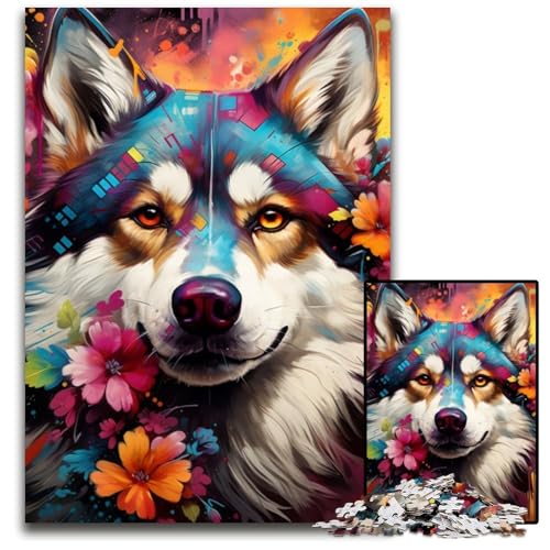 Puzzle 1000 Teile für Erwachsene Husky-Puzzles für Erwachsene, schwieriges Denkspiel für Jugendliche, 26x38cm/10,23x14,96 Zoll von LiJianXXE