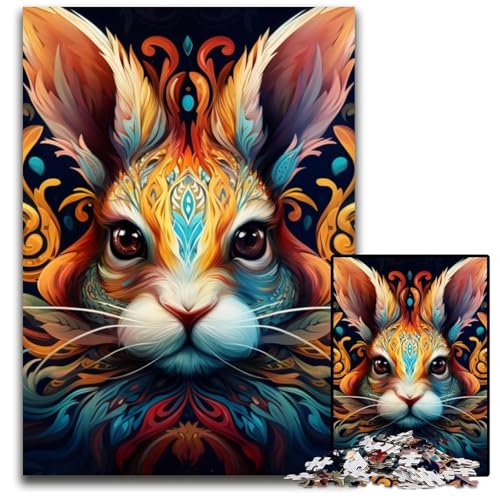 Puzzle 1000 Teile für Erwachsene Kaninchen-Puzzles für Erwachsene Geburtstage und Feiertage 26x38cm/10,23x14,96 Zoll von LiJianXXE
