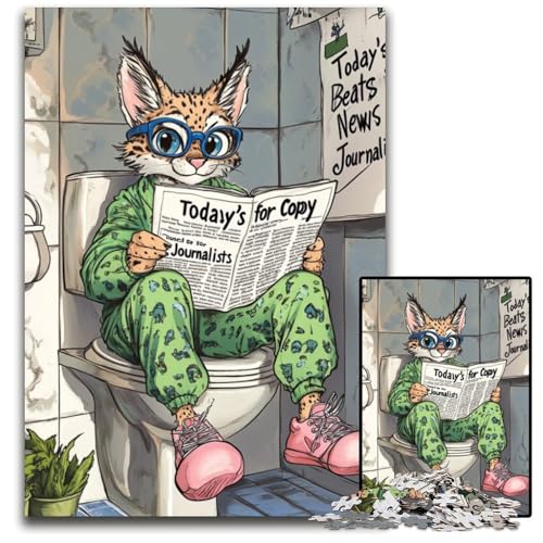 Puzzle 1000 Teile für Erwachsene Lynx Go Toilet Puzzles für Erwachsene Hochschwieriges Denkspiel für Teenager 26x38cm/10,23x14,96 Zoll von LiJianXXE