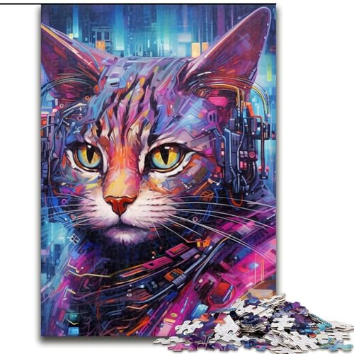 Puzzle 1000 Teile für Erwachsene Mechanische Katzen-Puzzles Aus Pappe, Geeignet für Geburtstage, Halloween, Thanksgiving, Ostern 1000 Stück(26x38cm) von LiJianXXE