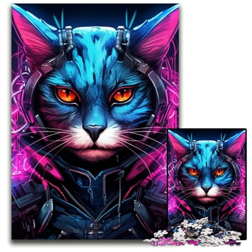 Puzzle 1000 Teile für Erwachsene Tech Cat Puzzles für Erwachsene Hochschwieriges Denkspiel für Teenager 26x38cm/10,23x14,96 Zoll von LiJianXXE