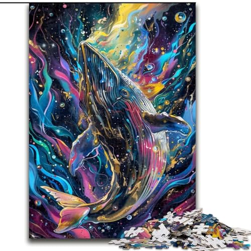 Puzzle 1000 Teile für Erwachsene und Jugendliche, Aquarellwal, lustige Aktivität für zu Hause, Spielzeug für Regentage, Geburtstagsgeschenke (Größe 50x75cm) von LiJianXXE