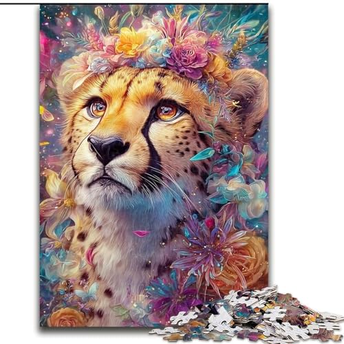 Puzzle 1000 Teile für Erwachsene und Jugendliche, Blumenleopard, lustige Aktivität für zu Hause, Spielzeug für Regentage, Geburtstagsgeschenke (Größe 26x38cm) von LiJianXXE
