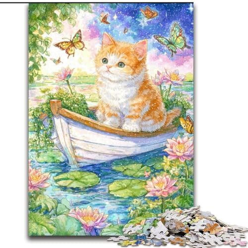 Puzzle 1000 Teile für Erwachsene und Jugendliche, Bootskatze, lustige Aktivität für zu Hause, Spielzeug für Regentage, Geburtstagsgeschenke (Größe 50x75cm) von LiJianXXE