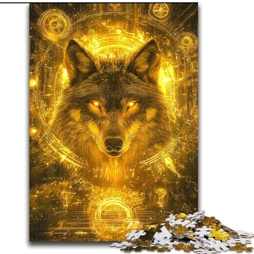 Puzzle 1000 Teile für Erwachsene und Jugendliche, Goldener Wolf, lustige Aktivität für zu Hause, Spielzeug für Regentage, Geburtstagsgeschenke (Größe 26x38cm) von LiJianXXE