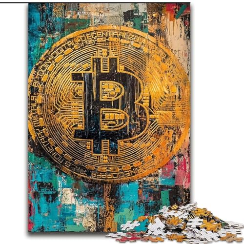 Puzzle 1000 Teile für Erwachsene und Jugendliche, Graffiti-Bitcoin, lustige Aktivität für zu Hause, Spielzeug für Regentage, Geburtstagsgeschenke (Größe 26x38cm) von LiJianXXE