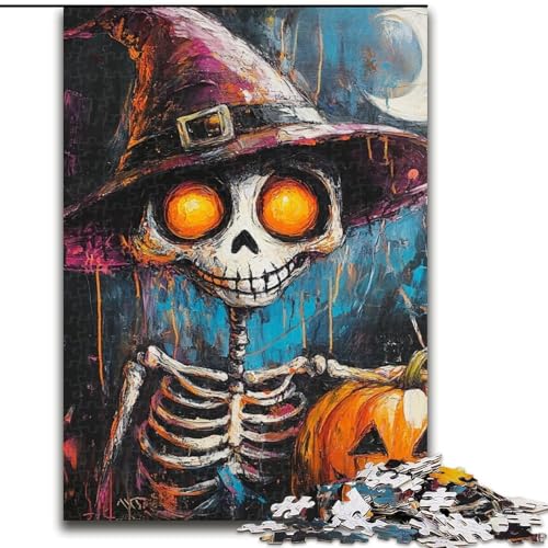 Puzzle 1000 Teile für Erwachsene und Jugendliche, Halloween-Skelett, Stressabbau mit vollständig ineinandergreifenden, zufällig geformten Teilen für Kinder ab 14 Jahren (Größe 50x75cm) von LiJianXXE