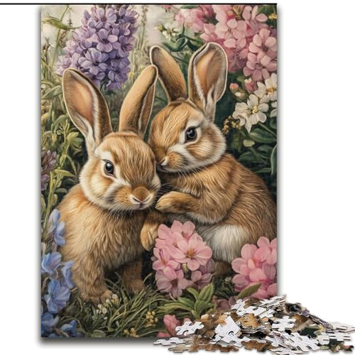 Puzzle 1000 Teile für Erwachsene und Jugendliche, Kaninchen im Garten, lustige Aktivität für zu Hause, Spielzeug für Regentage, Geburtstagsgeschenke (Größe 50x75cm) von LiJianXXE