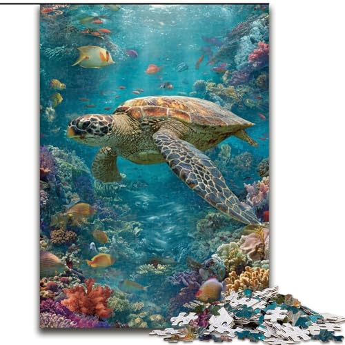 Puzzle 1000 Teile für Erwachsene und Jugendliche, Meeresschildkröte, lustige Aktivität für zu Hause, Spielzeug für Regentage, Geburtstagsgeschenke (Größe 26x38cm) von LiJianXXE