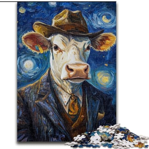 Puzzle 1000 Teile für Erwachsene und Jugendliche, Nachthimmel-Kuh, lustige Aktivität für zu Hause, Spielzeug für Regentage, Geburtstagsgeschenke (Größe 26x38cm) von LiJianXXE