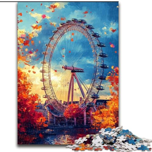 Puzzle 1000 Teile für Erwachsene und Jugendliche, Riesenrad, Stressabbau mit vollständig ineinandergreifenden, zufällig geformten Teilen für Kinder ab 14 Jahren (Größe 26x38cm) von LiJianXXE
