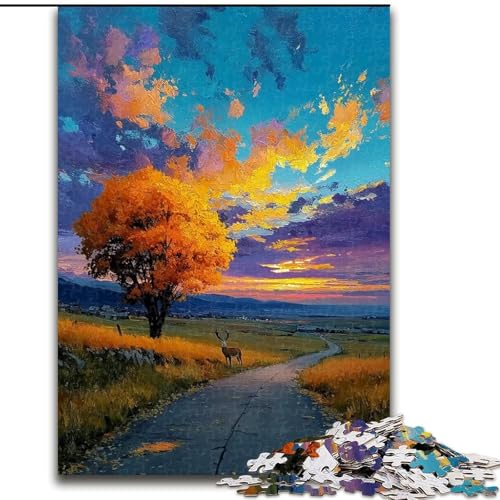 Puzzle 1000 Teile für Erwachsene und Jugendliche, Sonnenuntergangslandschaft, Stressabbau mit vollständig ineinandergreifenden, zufällig geformten Teilen für Kinder ab 14 Jahren (Größe 26x38cm) von LiJianXXE