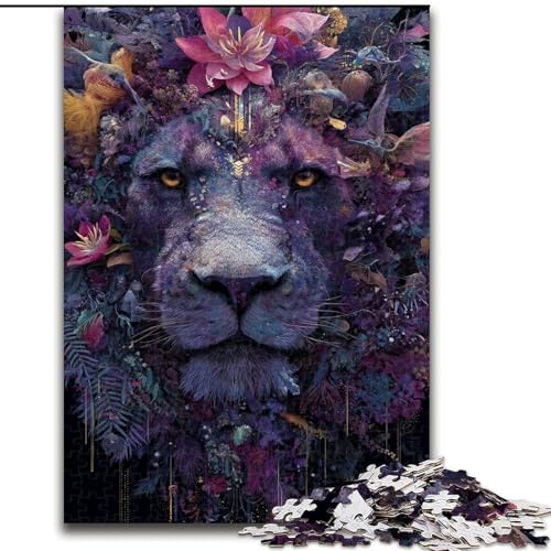 Puzzle 1000 Teile für Erwachsene und Jugendliche, Tierblumen, Stressabbau mit vollständig ineinandergreifenden, zufällig geformten Teilen für Kinder ab 14 Jahren (Größe 26x38cm) von LiJianXXE