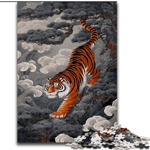Puzzle 1000 Teile für Erwachsene und Jugendliche, Tiger im japanischen Stil, lustige Aktivität für zu Hause, Spielzeug für Regentage, Geburtstagsgeschenke (Größe 26x38cm) von LiJianXXE