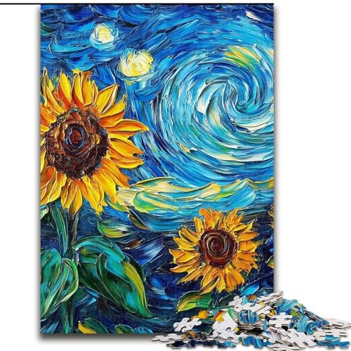 Puzzle 1000 Teile für Erwachsene und Jugendliche, Van Gogh-Sonnenblumen, lustige Aktivität für zu Hause, Spielzeug für Regentage, Geburtstagsgeschenke (Größe 26x38cm) von LiJianXXE