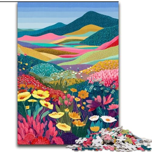 Puzzle 1000 Teile für Teenager, Blumenberge, Geschenke für Jugendliche ab 14 Jahren, Lernspiel, Herausforderung, Spielzeug, Geschenk zum Geburtstag (Größe 26x38cm) von LiJianXXE