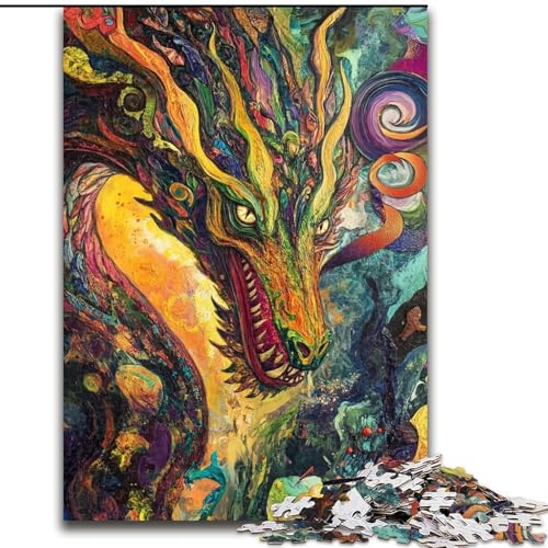 Puzzle 1000 Teile für Teenager, Fantasy-Drache, für Kinder ab 14 Jahren, Lernspiel, Herausforderung, Spielzeug, Geschenk zum Geburtstag (Größe 26x38cm) von LiJianXXE