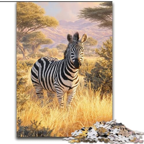 Puzzle 1000 Teile für Teenager, Geschenke, Graslandzebra, für Kinder ab 14 Jahren, Lernspiel, Herausforderung, Spielzeug, Geschenk zum Geburtstag (Größe 50x75cm) von LiJianXXE
