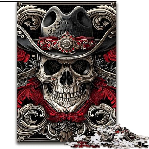 Puzzle 1000 Teile für Teenager, Geschenke, Totenkopf-Cowboy, für Kinder ab 14 Jahren, Lernspiel, Herausforderung, Spielzeug, Geschenk zum Geburtstag (Größe 50x75cm) von LiJianXXE
