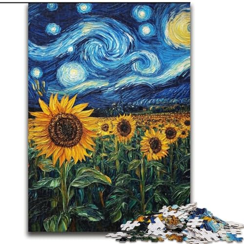 Puzzle 1000 Teile für Teenager, Geschenke, Van Gogh, Sonnenblumen bei Nacht, für Kinder ab 14 Jahren, Lernspiel, Herausforderung, Spielzeug, Geschenk zum Geburtstag (Größe 26x38cm) von LiJianXXE