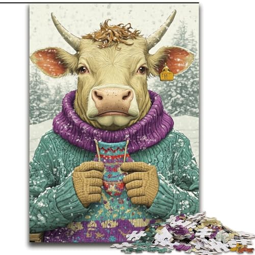 Puzzle 1000 Teile für Teenager, Geschenke: Kühe im Winter, für Kinder ab 14 Jahren, Lernspiel, Herausforderung, Spielzeug, Geschenk zum Geburtstag (Größe 50x75cm) von LiJianXXE