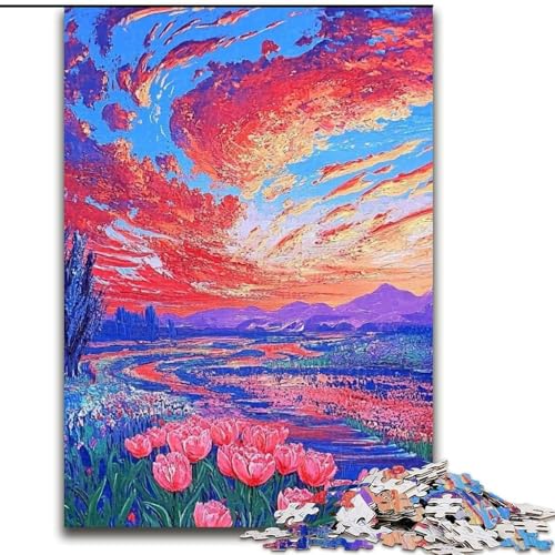 Puzzle 1000 Teile für Teenager, Tulpenblumen, Geschenke für Jugendliche ab 14 Jahren, Lernspiel, Herausforderung, Spielzeug, Geschenk zum Geburtstag (Größe 26x38cm) von LiJianXXE