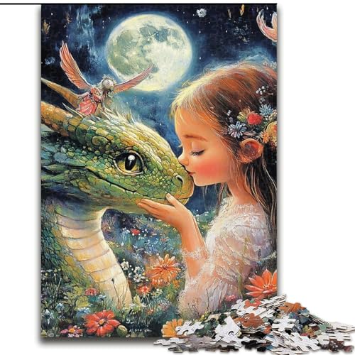 Puzzle 1000 Teile für Teenager-Geschenke, Fliegender Drache und kleines Mädchen, für Kinder ab 14 Jahren, als Lernspiel, Herausforderung, Spielzeug, Geschenk zum Geburtstag (Größe 26x38cm) von LiJianXXE