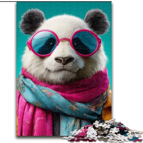 Puzzle 1000 Teile für Teenager-Geschenke, Panda mit Schal, für Kinder ab 14 Jahren, Lernspiel, Herausforderung, Spielzeug, Geschenk zum Geburtstag (Größe 50x75cm) von LiJianXXE