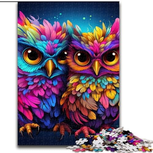 Puzzle für Erwachsene, 1000 Bunte Eulen, aus Holz, Geschenk, DIY-Spaß, geeignet als Dekoration für Zuhause, Wohnzimmer, Büro, 50x75cm, für interaktives Familienspiel von LiJianXXE